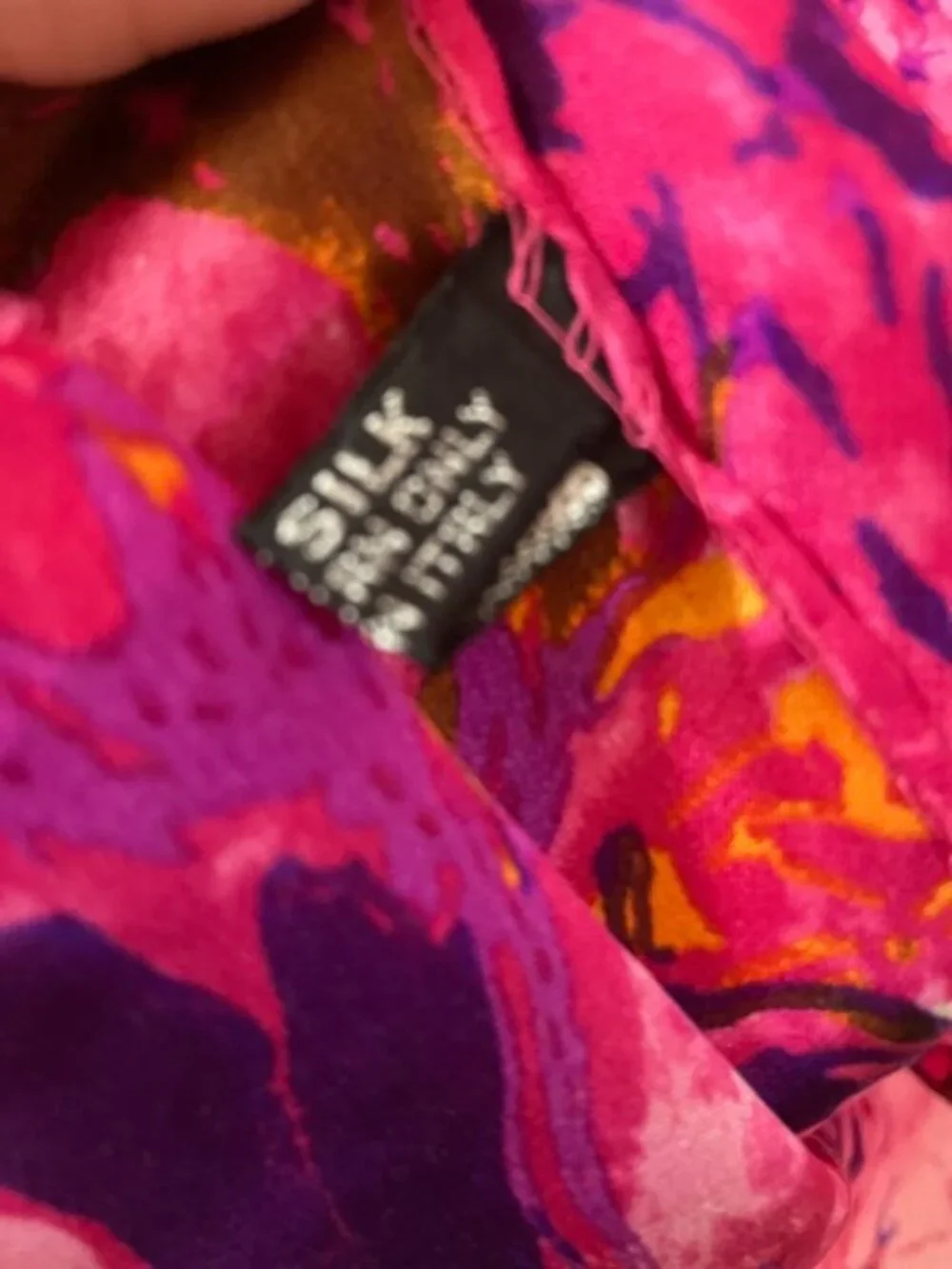 Vintage 80s Nazareno Gabrielli 100% Silk Long Scarf Made in Italy Pink Abstract